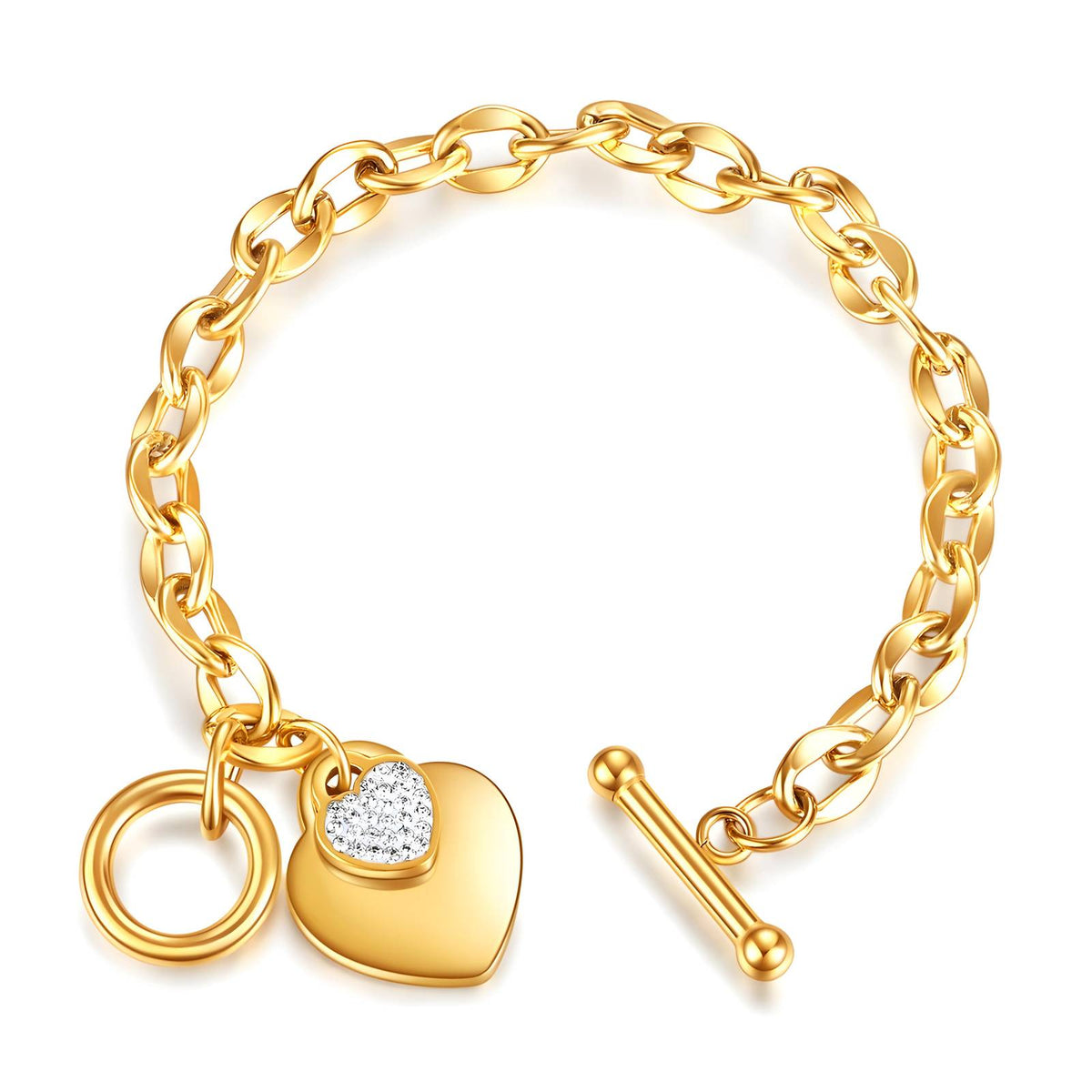 Heart Charm Gold Bracelet