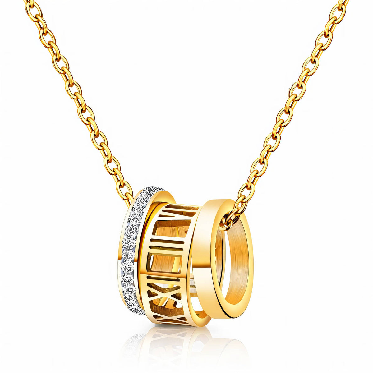 Roman Numeral Gold Pendant Necklace