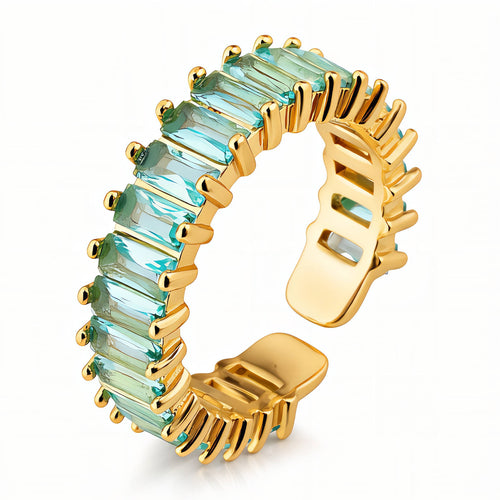 Aqua Crystal Gold Ring