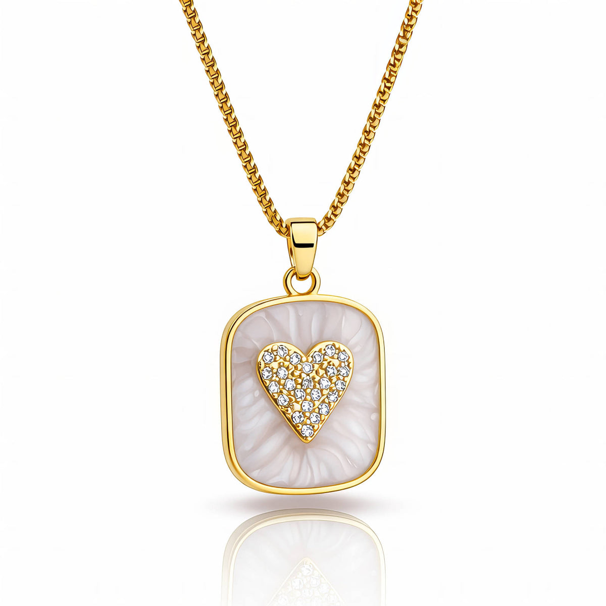 Crystal Heart Gold Necklace