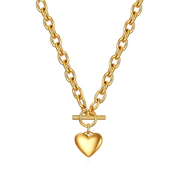 Engravable Heart Gold Statement Necklace