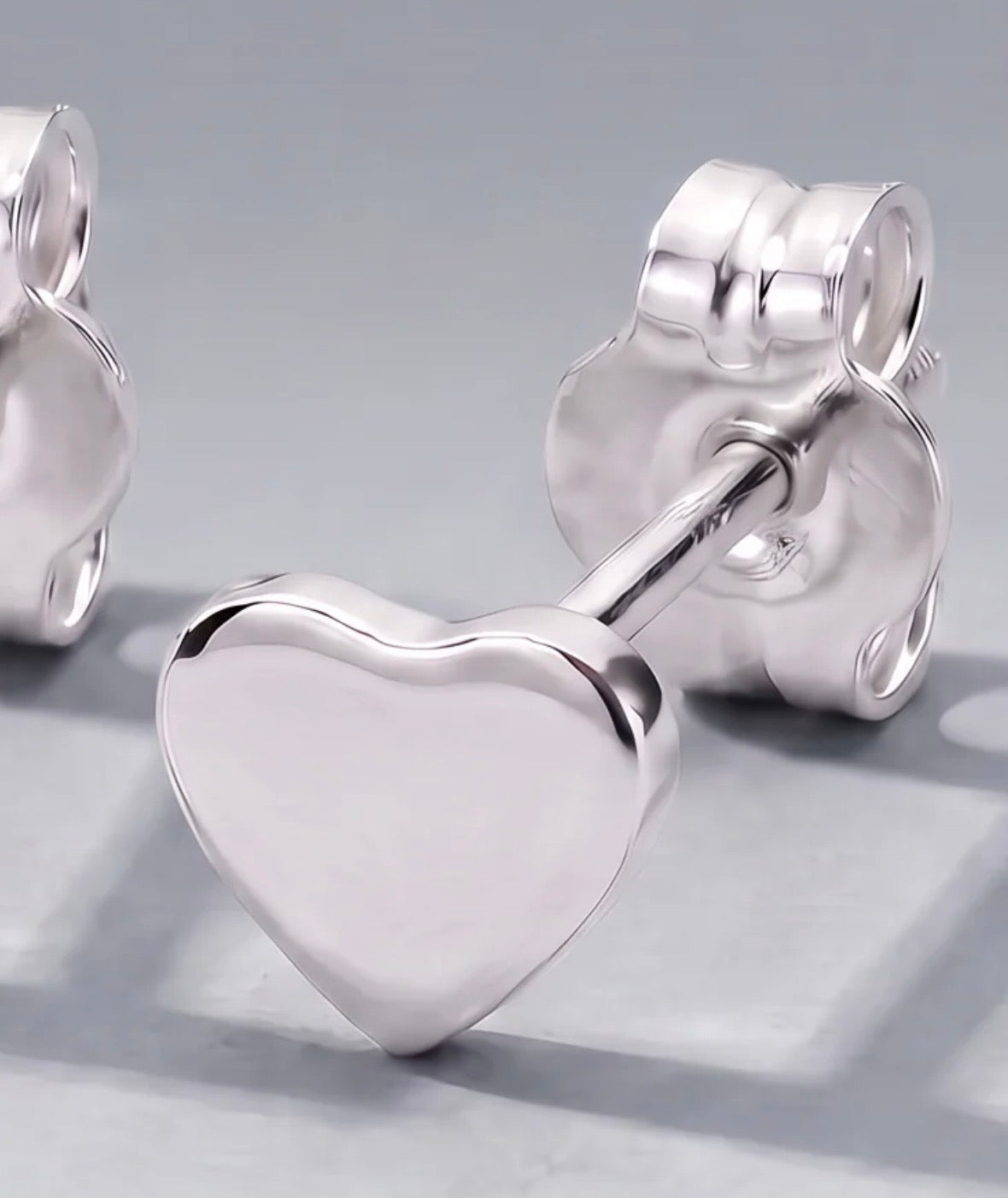 925 Sterling Silver Polished Heart Stud Earrings – 4mm & 5mm