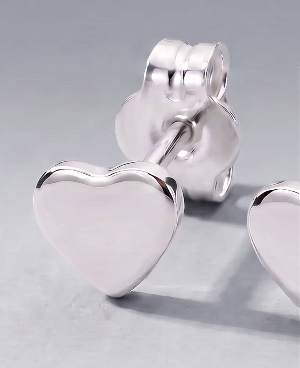 925 Sterling Silver Polished Heart Stud Earrings – 4mm & 5mm
