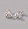 Sterling silver knot stud earrings detail view 1