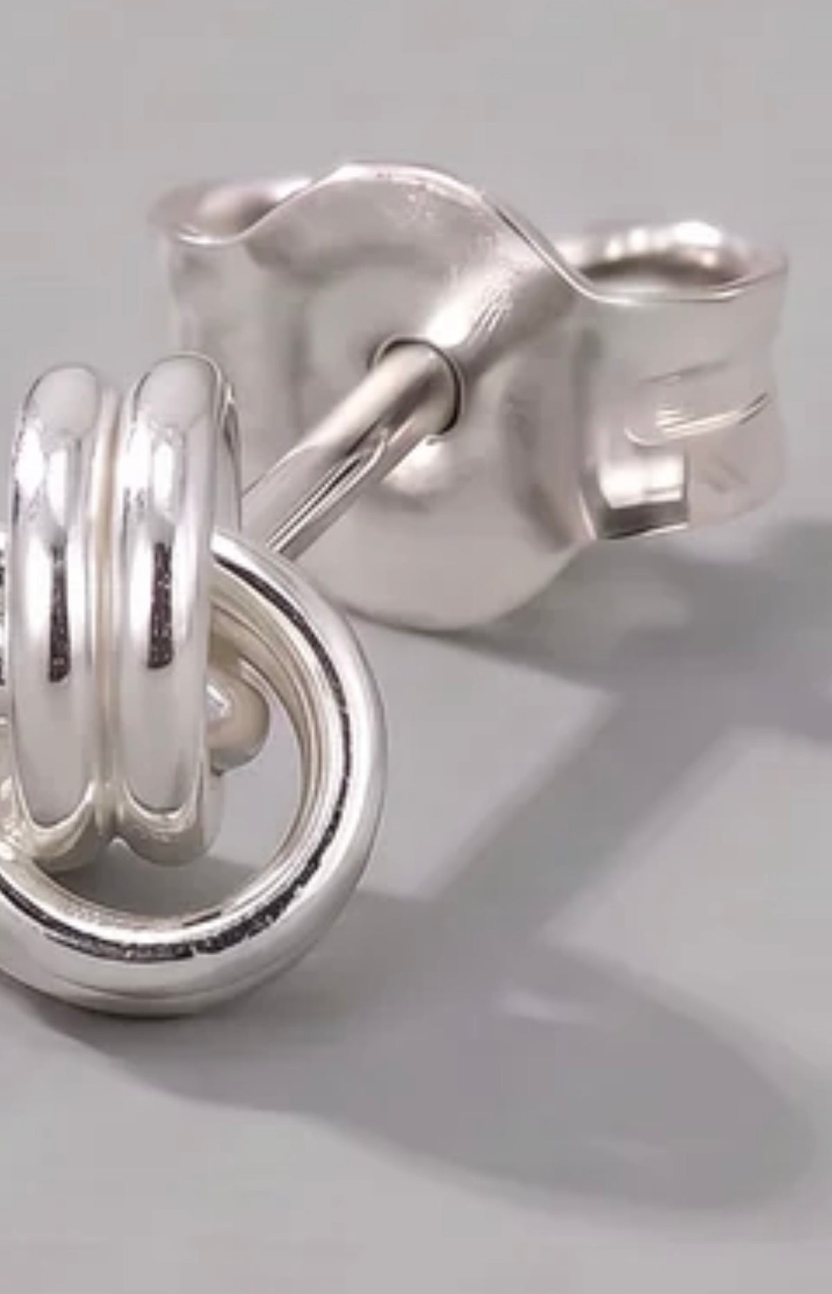 Sterling silver knot stud earrings detail view 5
