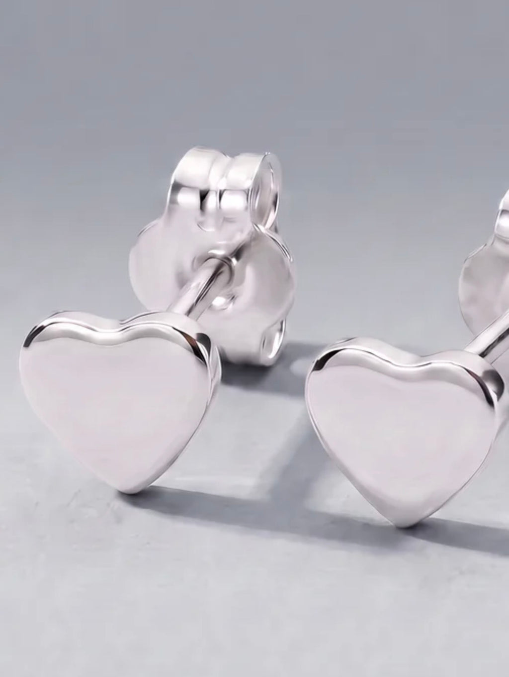 925 Sterling Silver Polished Heart Stud Earrings – 4mm & 5mm