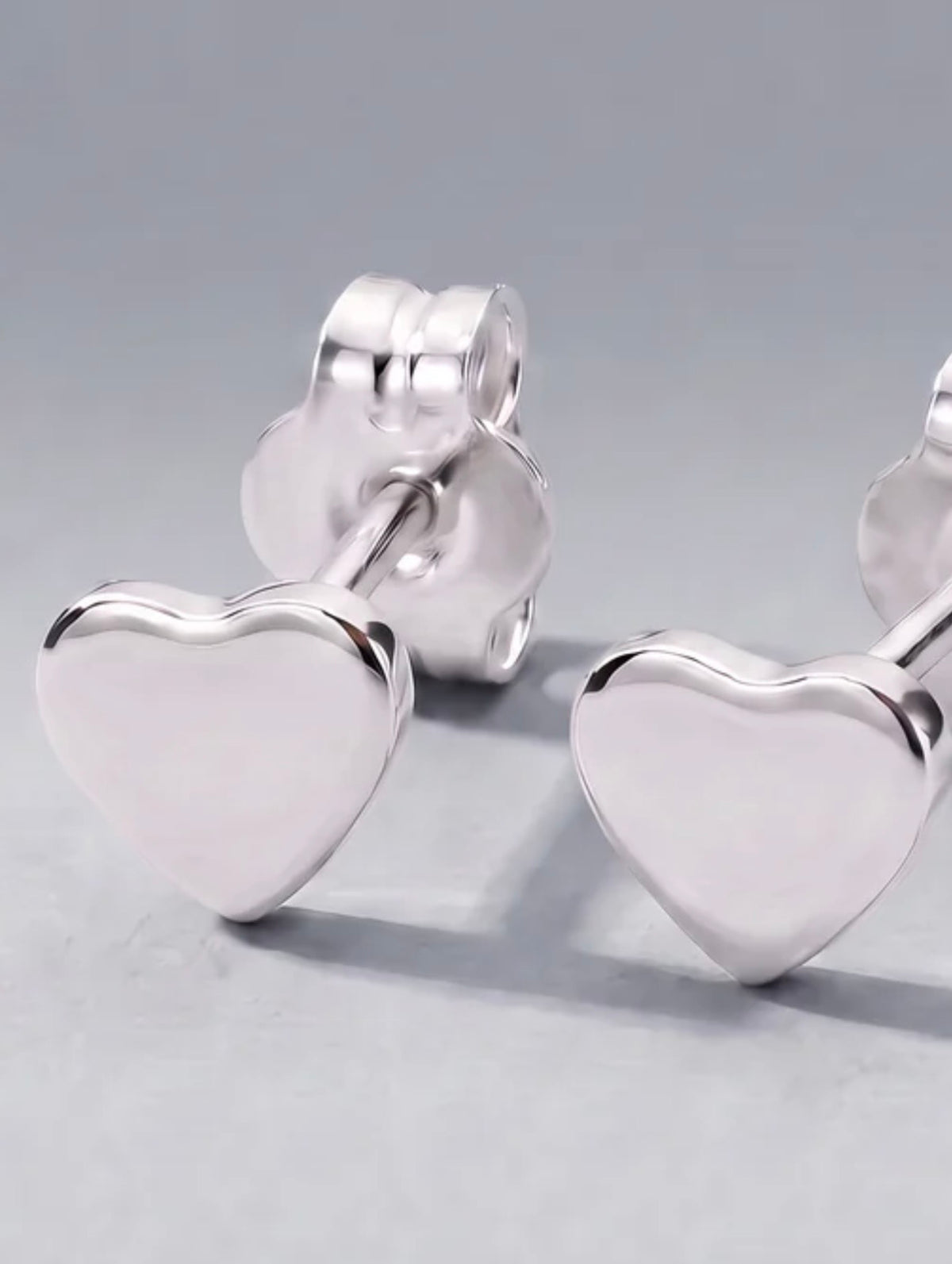 925 Sterling Silver Polished Heart Stud Earrings – 4mm & 5mm