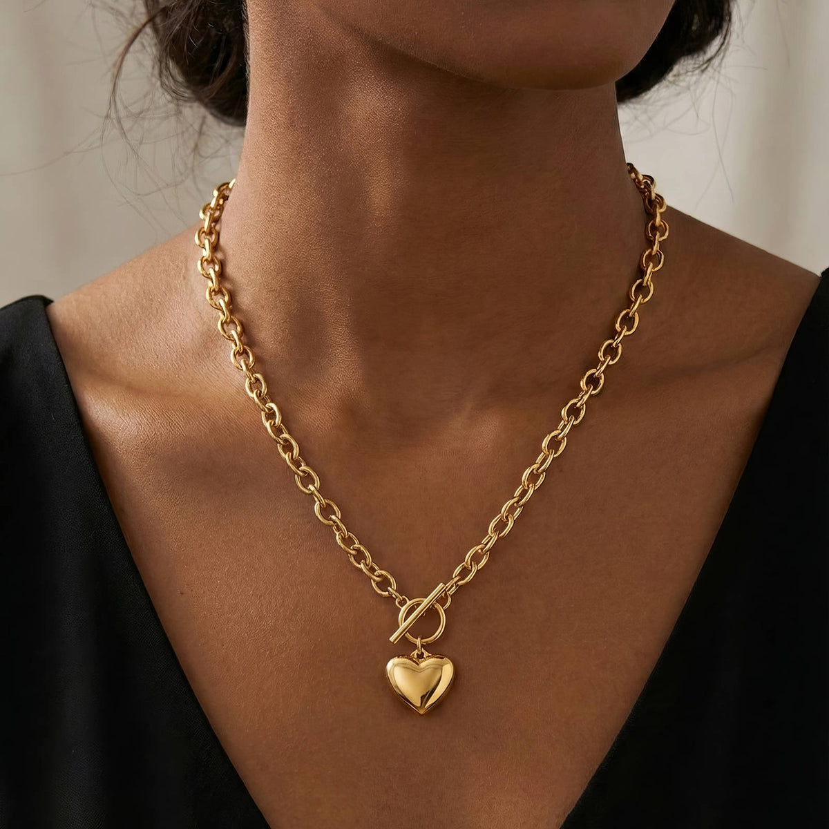 Engravable Heart Gold Statement Necklace
