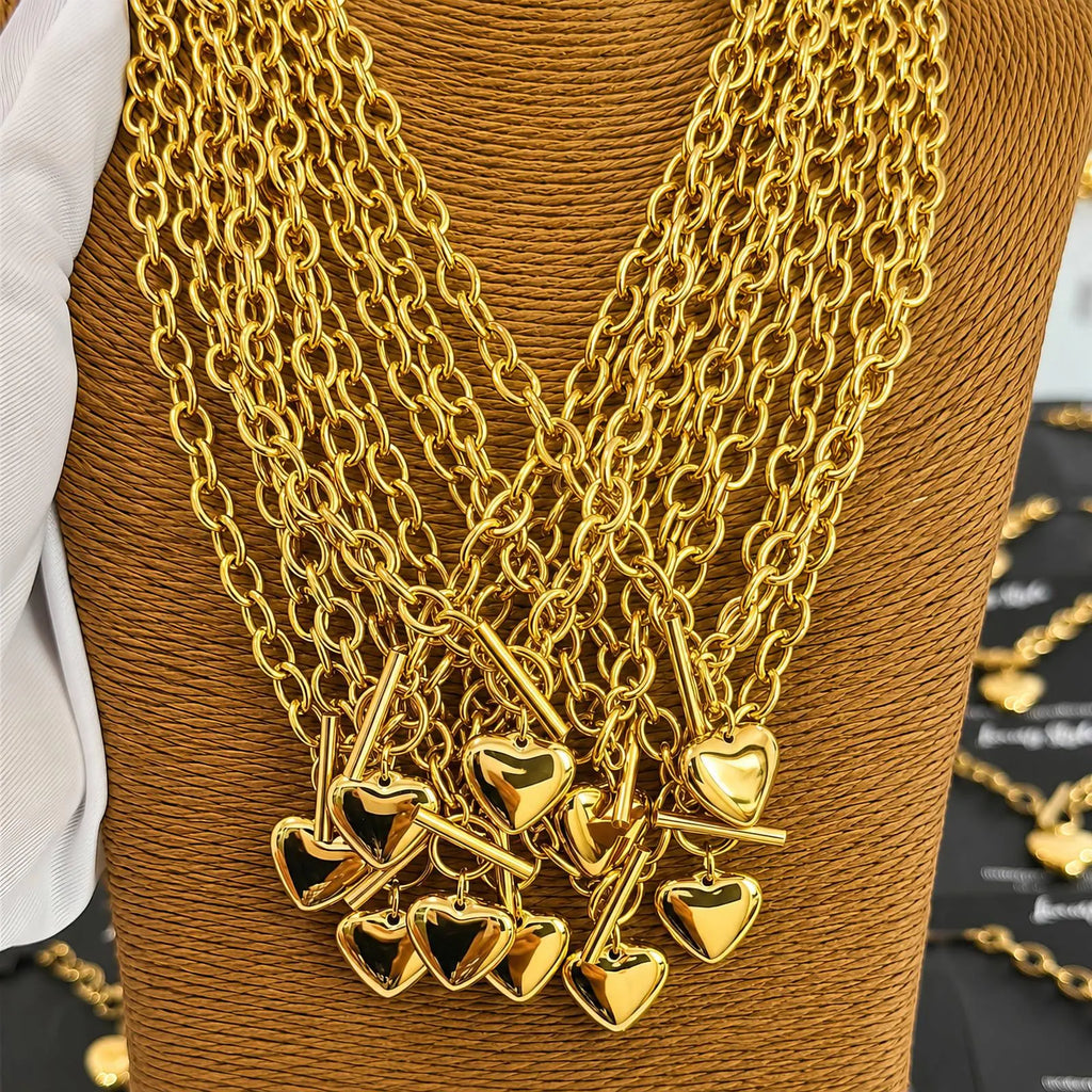 Engravable Heart Gold Statement Necklace
