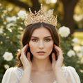 Gold-tone champagne crystal bridal tiara