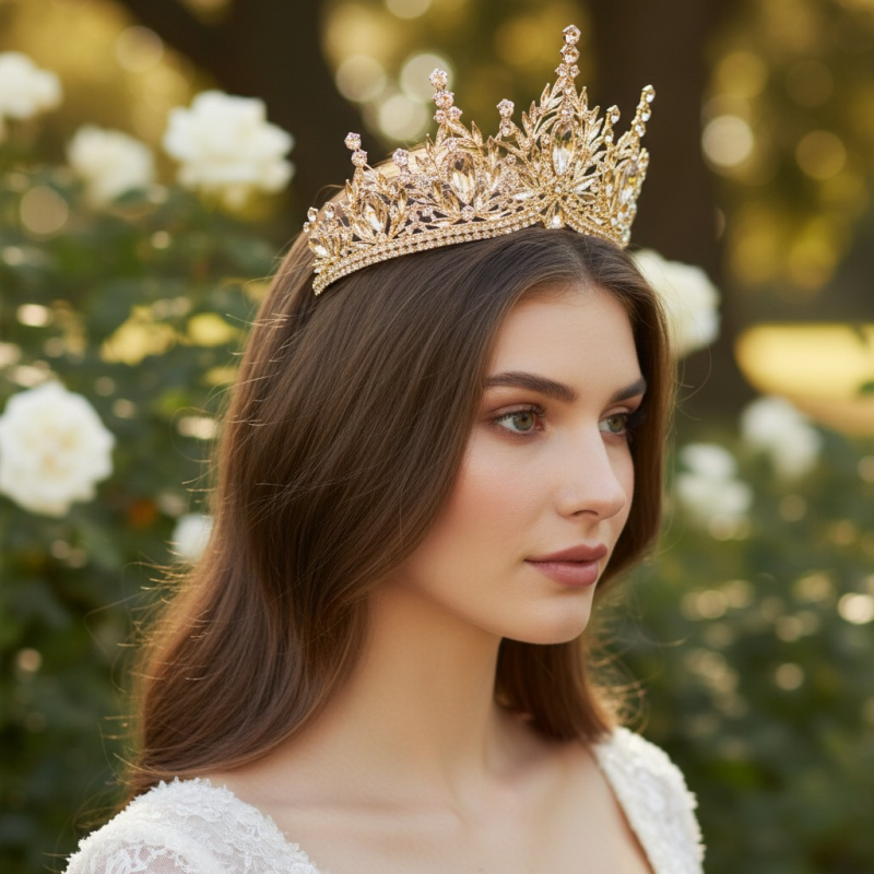 Champagne crystal wedding tiara product detail