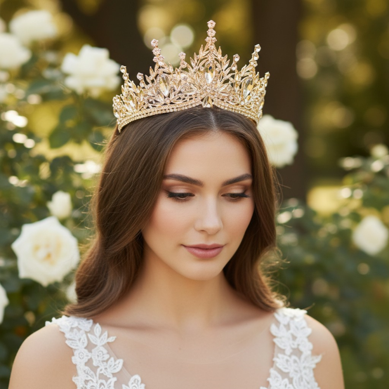 Celeste gold bridal tiara with champagne crystals