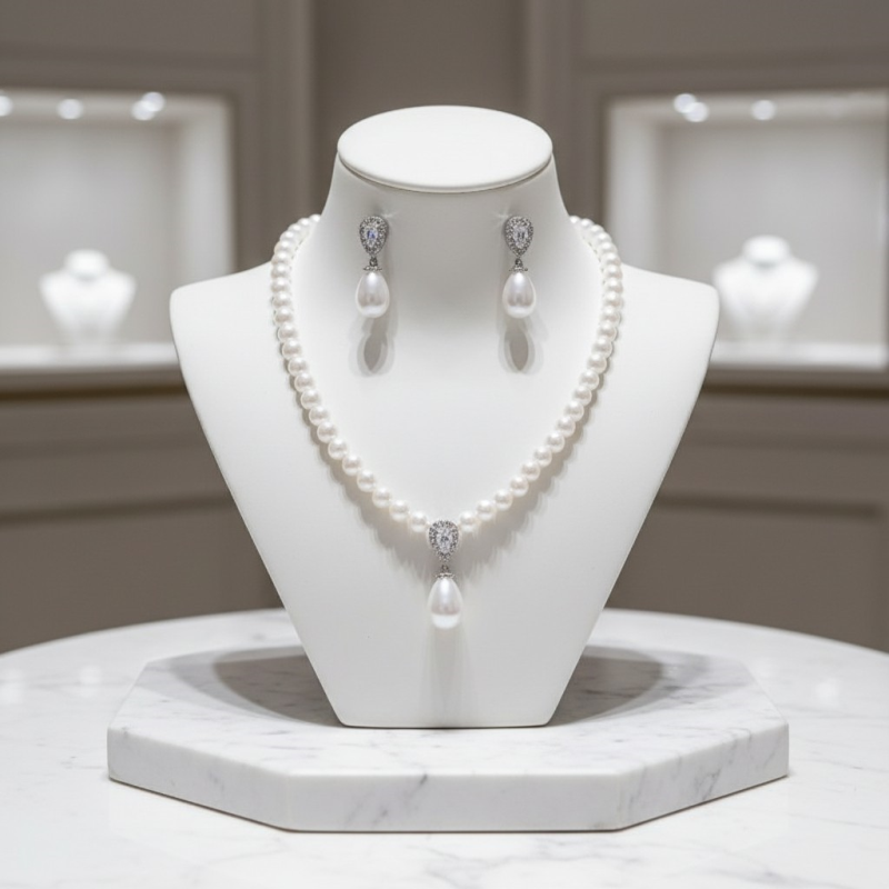 Pearl and crystal bridal jewellery set by Roxwell