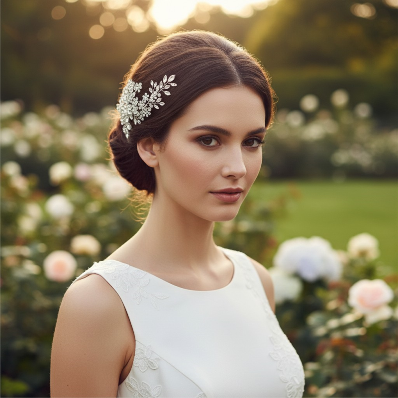 Two-piece crystal bridal hair accessories by Roxwell