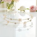 Double-row floral bridesmaid headband with pearl and crystal detail