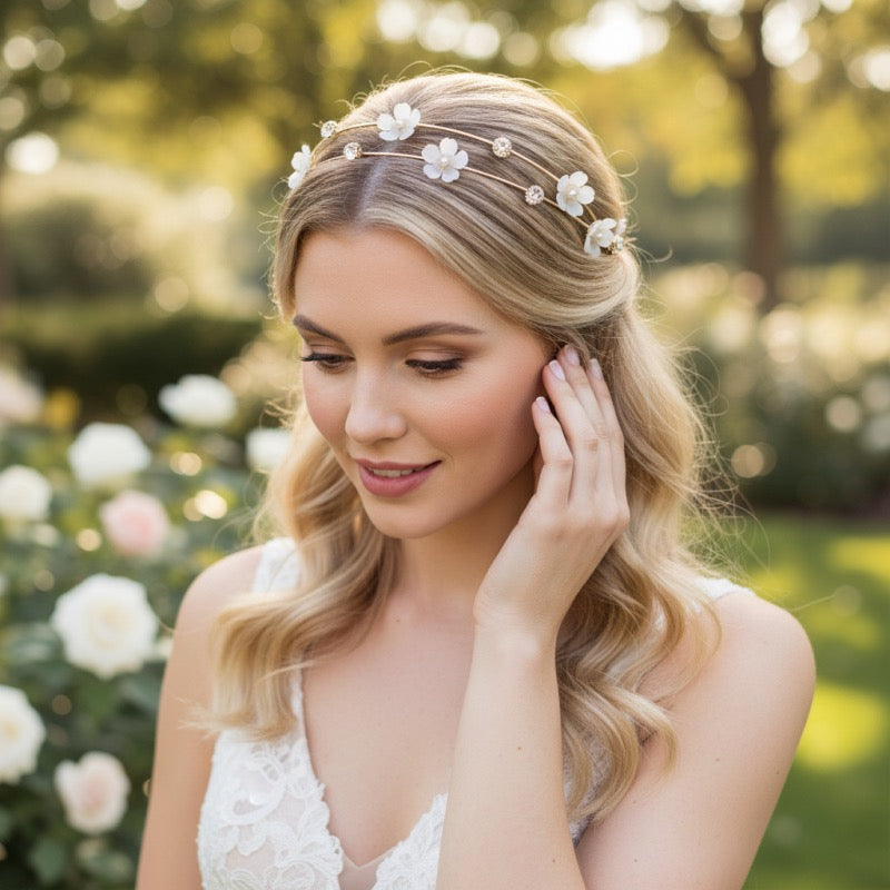 Floral wedding headband for bridesmaids and flower girls