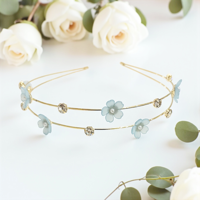 Pink floral bridesmaid headband product view