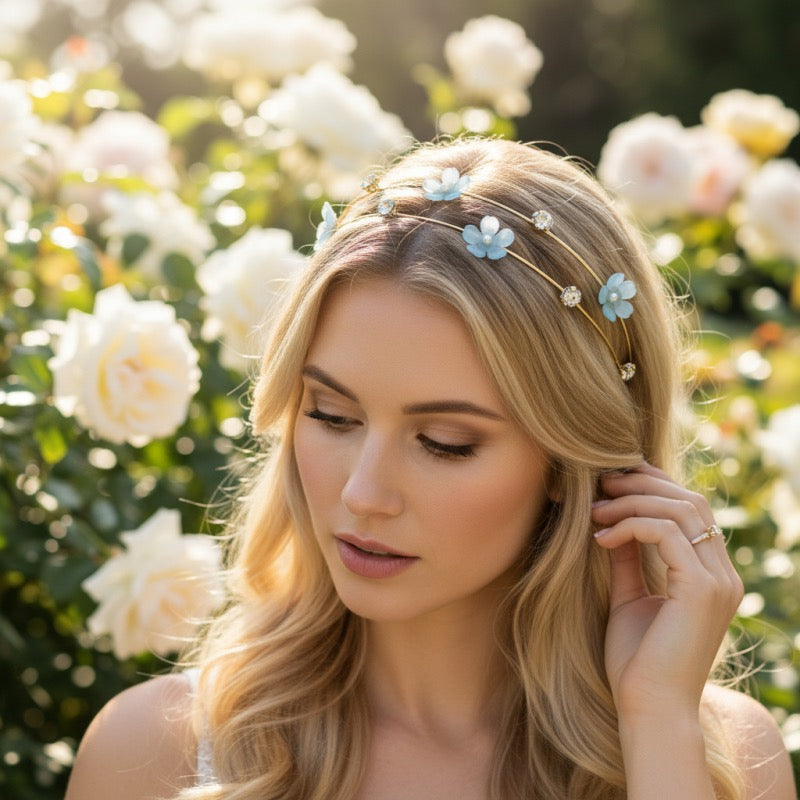 Aqua floral bridesmaid headband product view