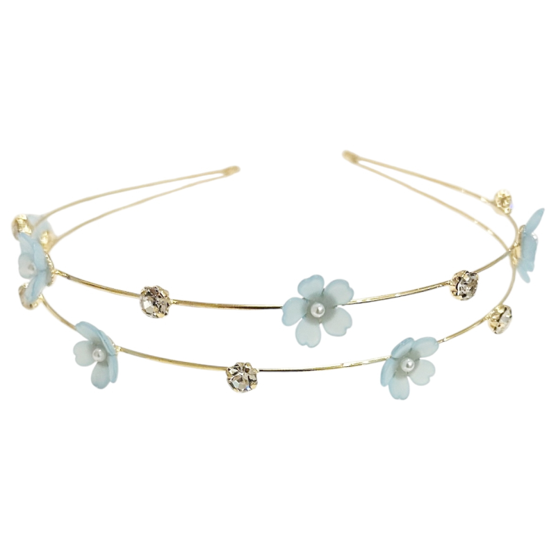 Double-row wedding hair accessory with flower details
