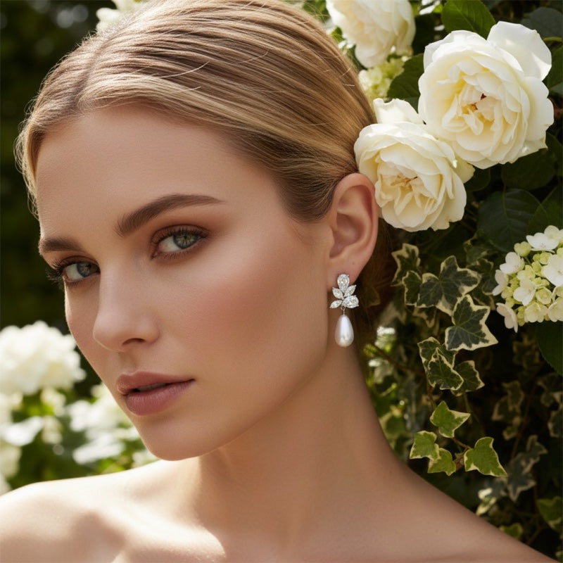 Pearl Elegance drop earrings bridal styling