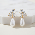 Pearl Elegance crystal and simulated pearl drop earrings product view