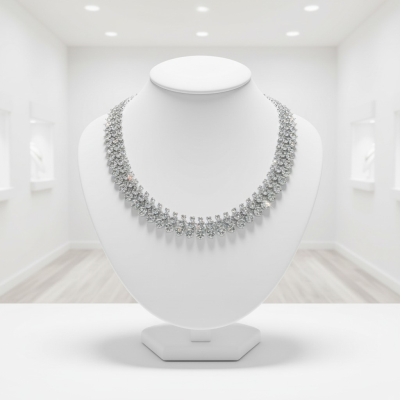 Statement crystal bridal necklace and matching earring set